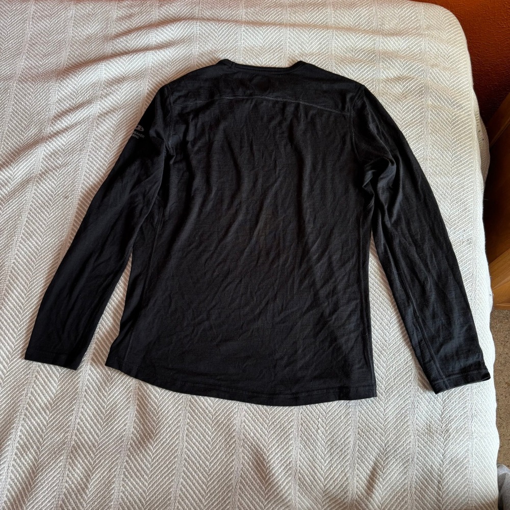 Icebreaker Bodyfit 200 Merino Wool Base Layer Top Mens Large Black Long Sleeve - Picture 2 of 9